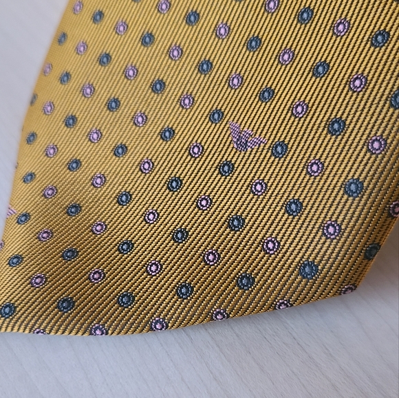 ARMANI Gold/Bronze vintage 100% silk tie - Picture 4 of 13